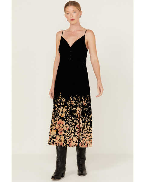 Image #1 - Beyond The Radar Women's Velour Printed Cami Dress, Black, hi-res