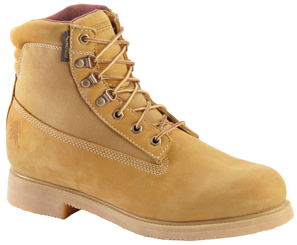 Chippewa Waterproof & Insulated Nubuc 6" Lace-Up Work Boots - Round Toe, Golden Tan, hi-res