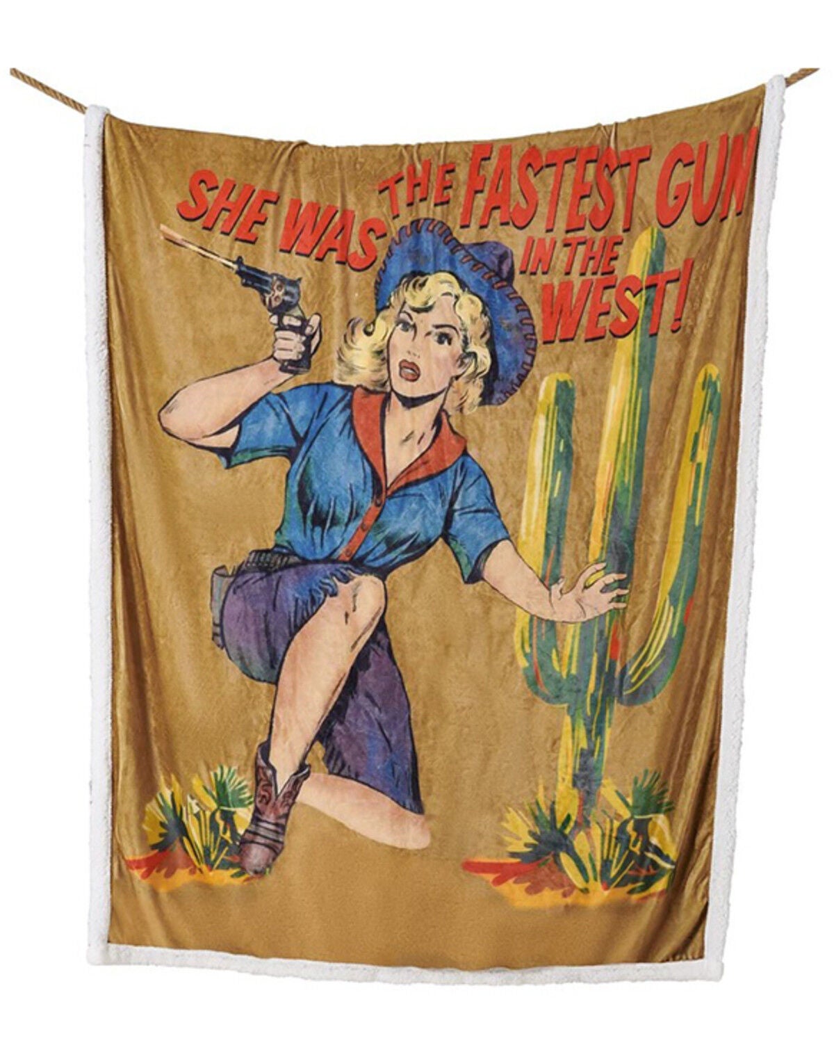 Image #2 - HiEnd Accents Gunslinger Campfire Sherpa Throw Blanket, Brown, hi-res