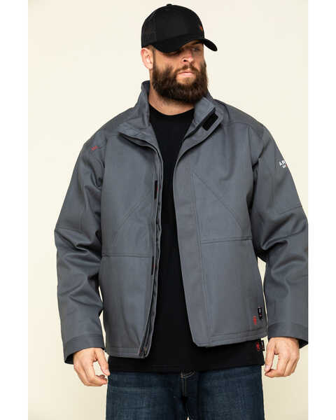 Ariat Men's Iron Grey FR Max Move Insulated Waterproof Work Jacket , Steel, hi-res