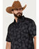 Cinch Men's ARENAFLEX Hawaiian Short Sleeve Button Down Shirt, Black, hi-res