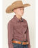 Image #2 - Cody James Boys' Everest Peak Striped Print Long Sleeve Snap Western Shirt, Burgundy, hi-res