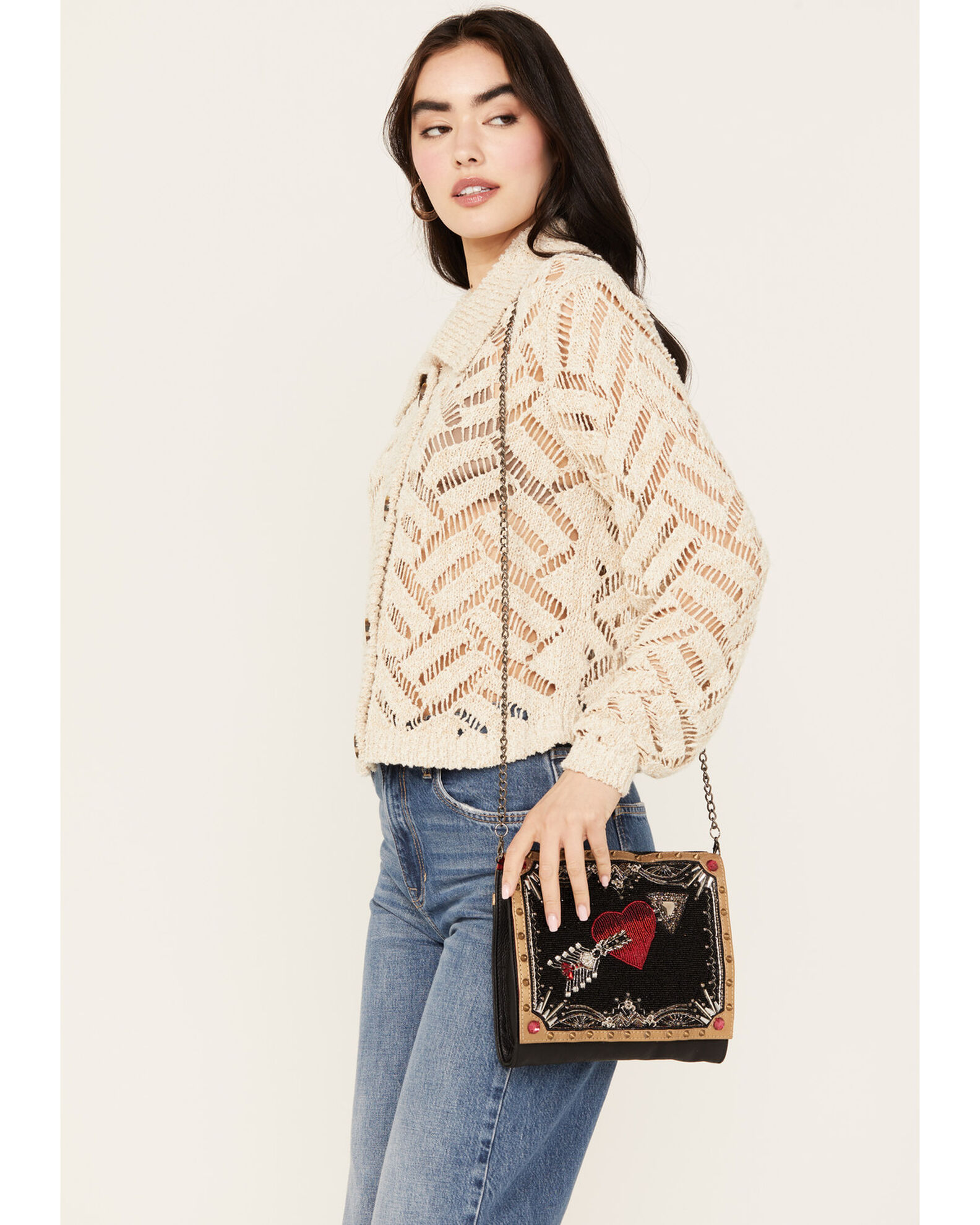 Mary Frances Straight to My Heart Beaded Embroidered Crossbody