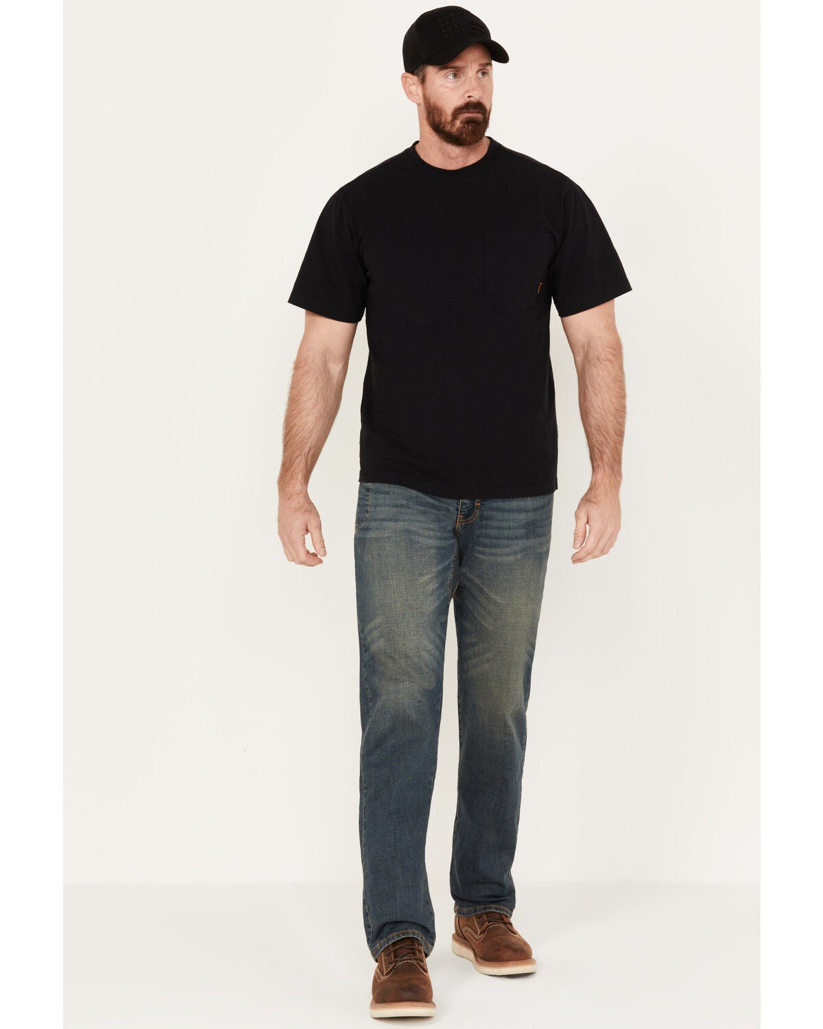 Hawx Men's Medium Wash Bootcut Work Jeans, Indigo, hi-res
