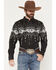 Image #1 - RANK 45&reg; Men's Highway Man Southwestern Border Long Sleeve Button-Down Stretch Western Shirt, Black, hi-res