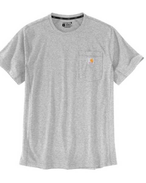 Image #1 - Carhartt Men's Force Relaxed Midweight Logo Pocket Work T-Shirt, Silver, hi-res