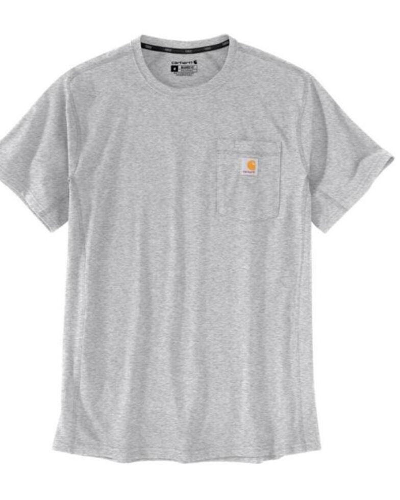 Carhartt Men's Heather Grey Force Relaxed Midweight Short Sleeve Work Pocket T-Shirt , Silver, hi-res