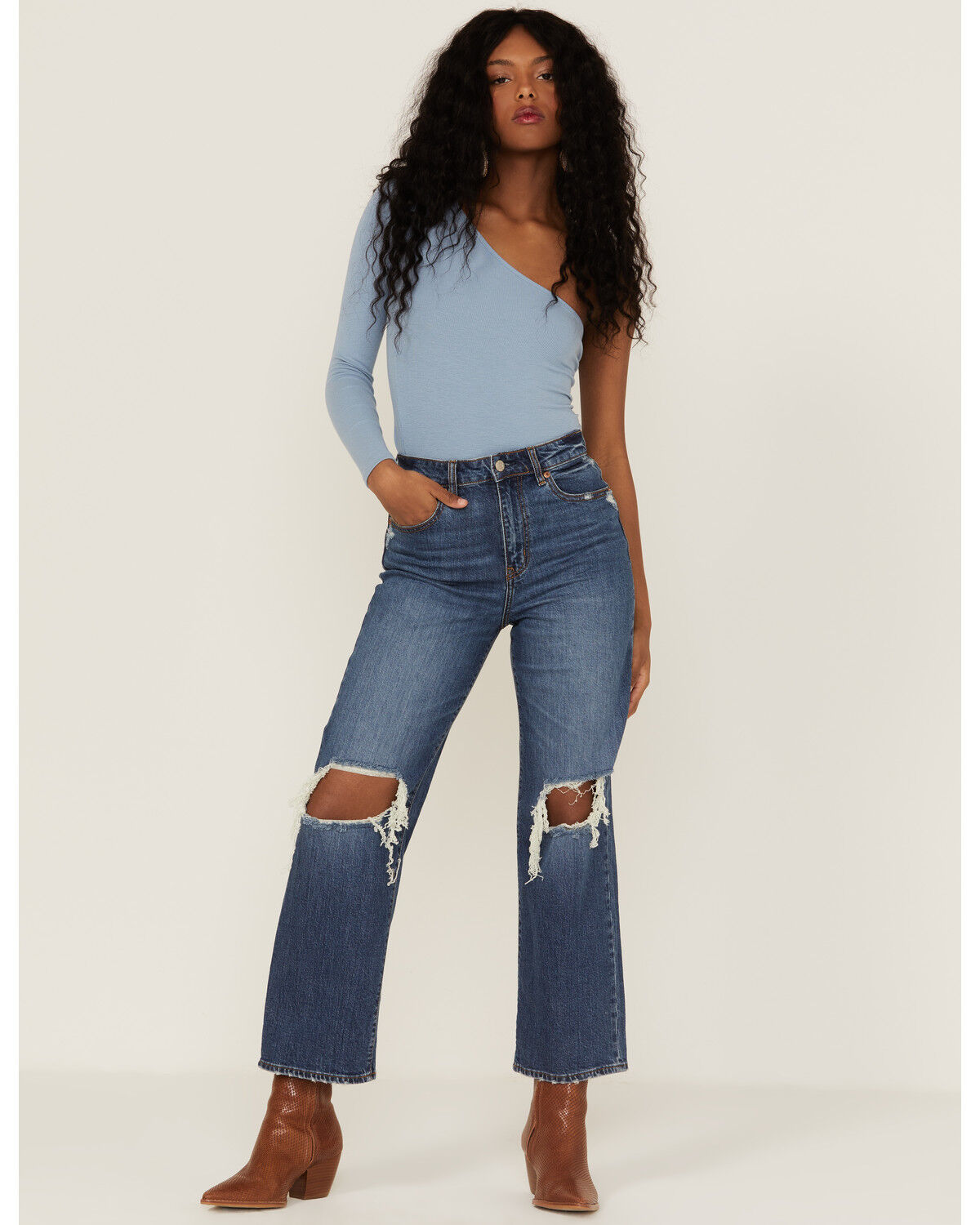 Image #1 - Daze Women's Pleaser High Rise Wide Ankle Jeans, Blue, hi-res