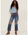 Image #1 - Daze Women's Pleaser High Rise Wide Ankle Jeans, Blue, hi-res