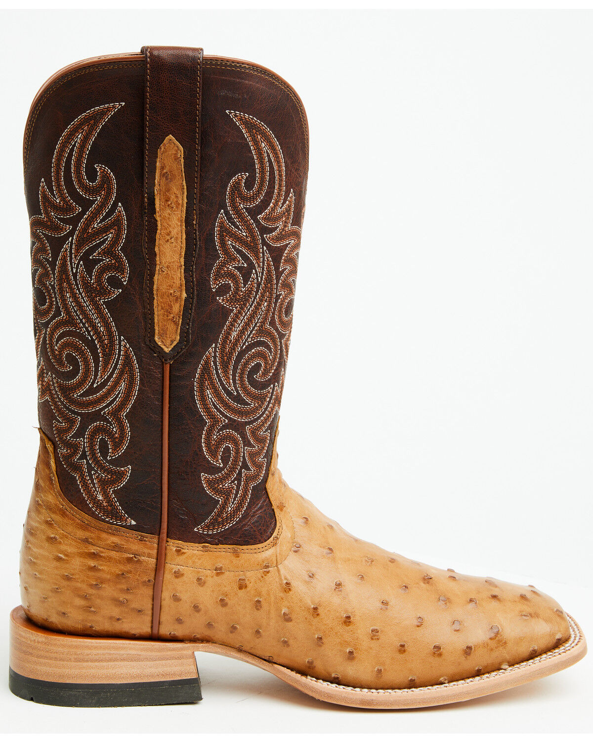 Image #2 - Ariat Men's Classic Cash Exotic Ostrich Western Boots - Broad Square Toe, Tan, hi-res