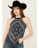 Image #1 - Shyanne Women's Bandana Print Halter Graphic Tank, Indigo, hi-res