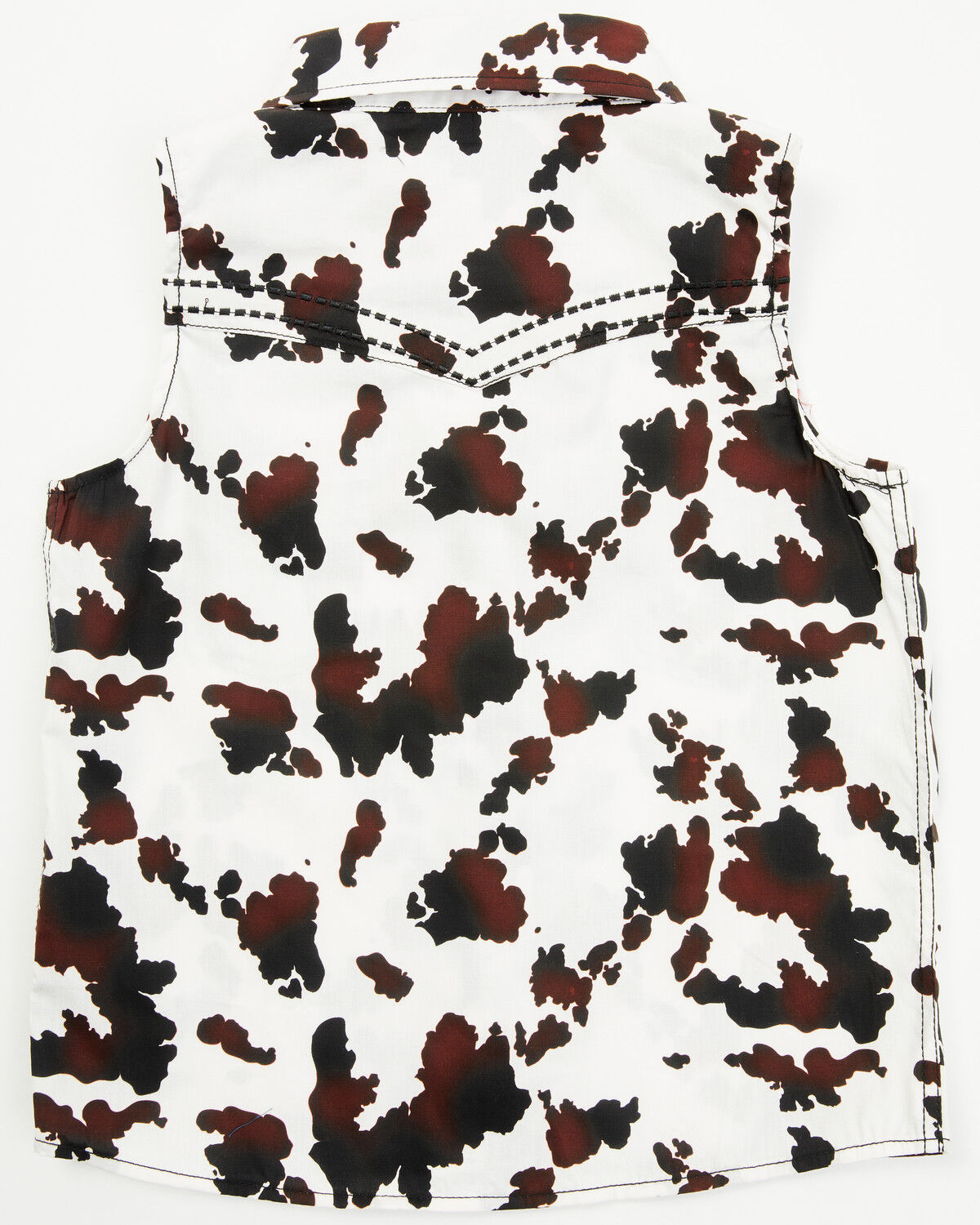 Image #3 - Cowgirl Hardware Toddler Girls' Cow Print Sleeveless Snap Western Shirt, White, hi-res