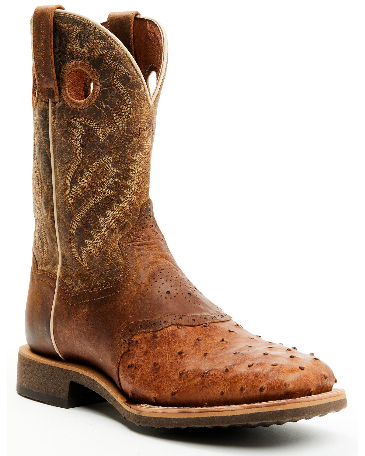 Dan Post Men's Exotic Full Quill Ostrich Western Boots - Broad Square Toe, Tan, hi-res