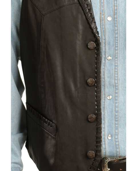 Image #2 - Scully Men's Whipstitch Lamb Leather Vest, Black, hi-res