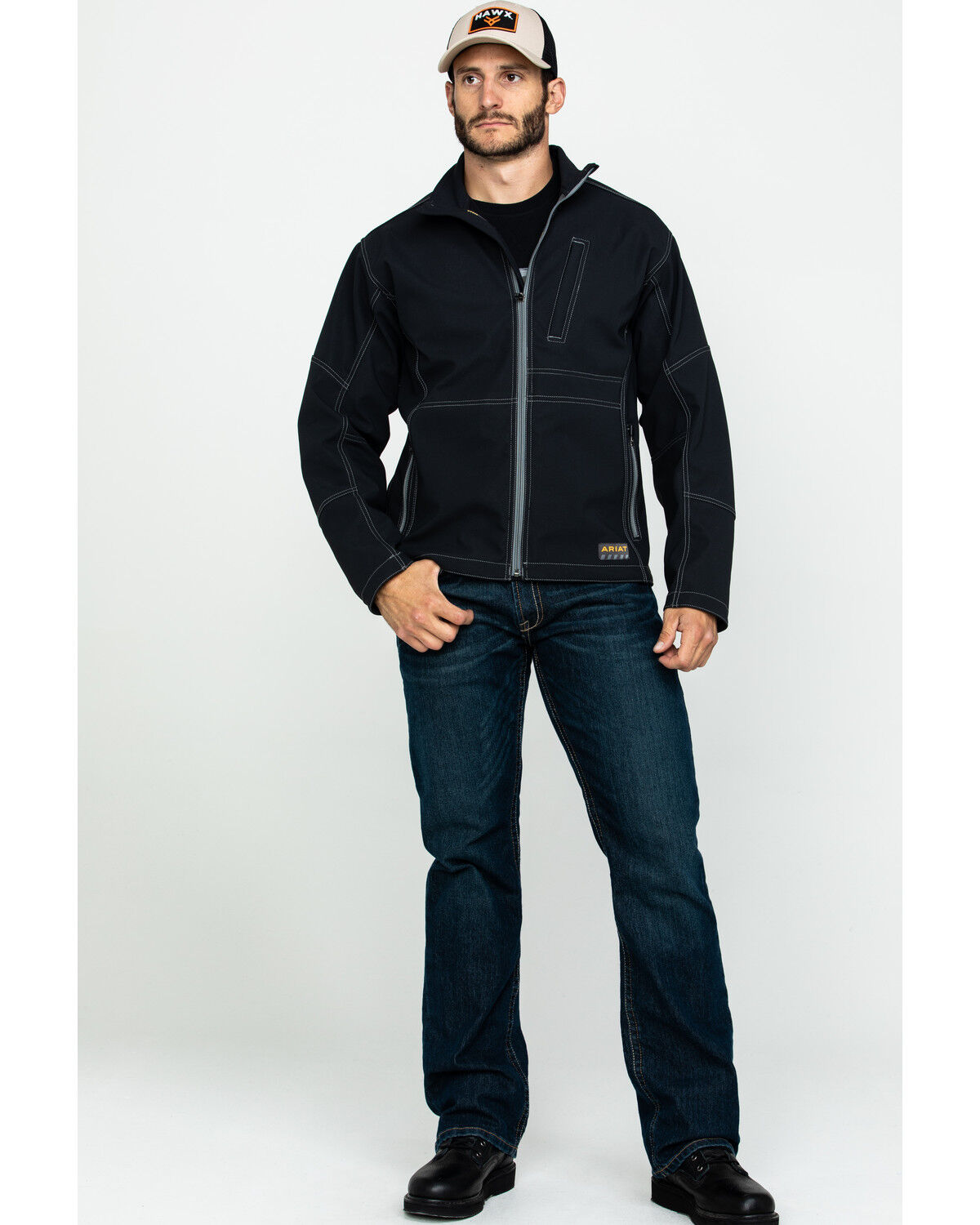 Image #6 - Ariat Men's Rebar Canvas Softshell Work Jacket, Black, hi-res