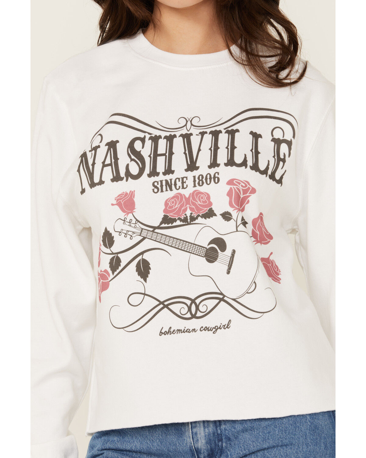 Image #3 - Bohemia Cowgirl Women's Nashville Short Sleeve Cropped Graphic Tee, White, hi-res