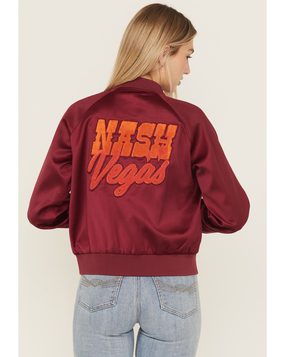 Image #5 - Idyllwind Women's Nash Vegas Satin Bomber, Maroon, hi-res