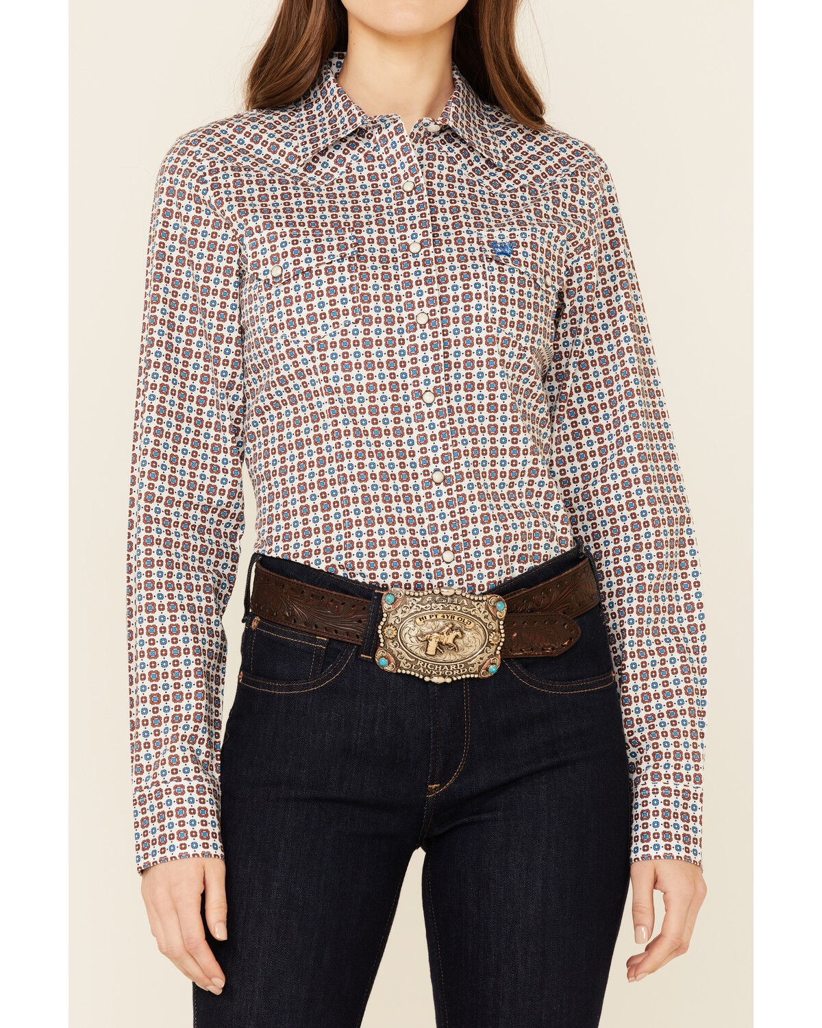 Image #3 - Cinch Women's Multi Geo Print Long Sleeve Pearl Snap Western Core Shirt, Multi, hi-res