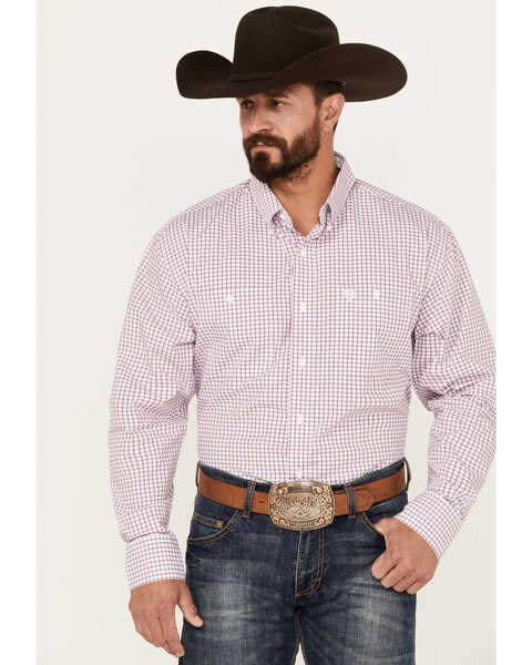 Image #1 - George Strait by Wrangler Men's Checkered Print Long Sleeve Button-Down Western Shirt, , hi-res