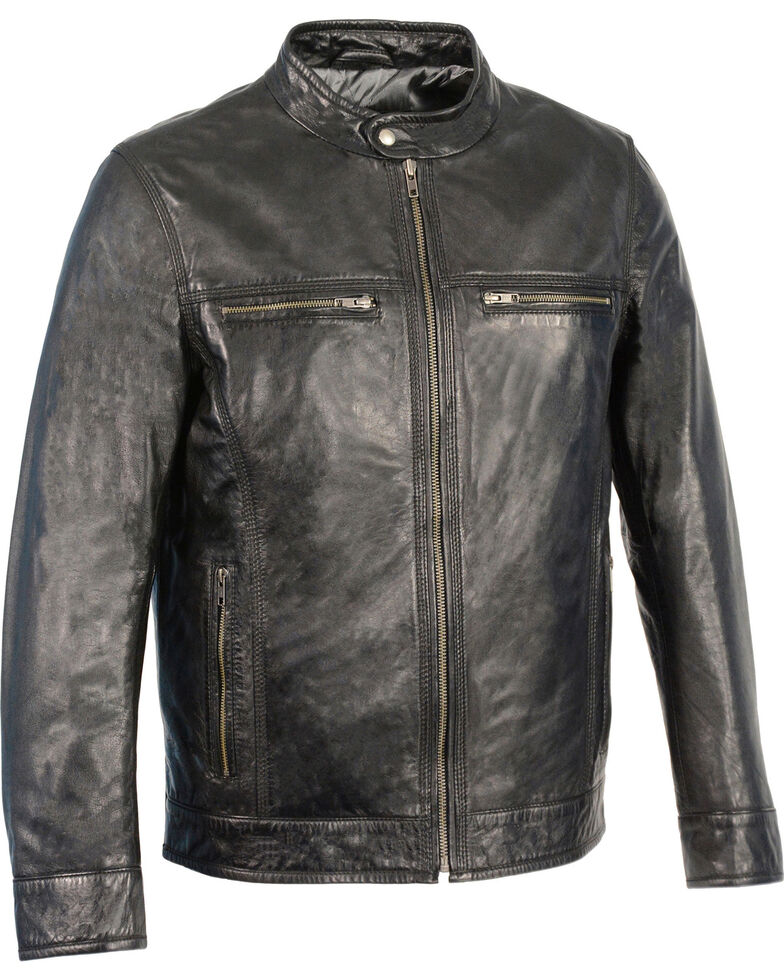 Milwaukee Leather Men's Zip Front Classic Moto Leather Jacket - 3X, Black, hi-res