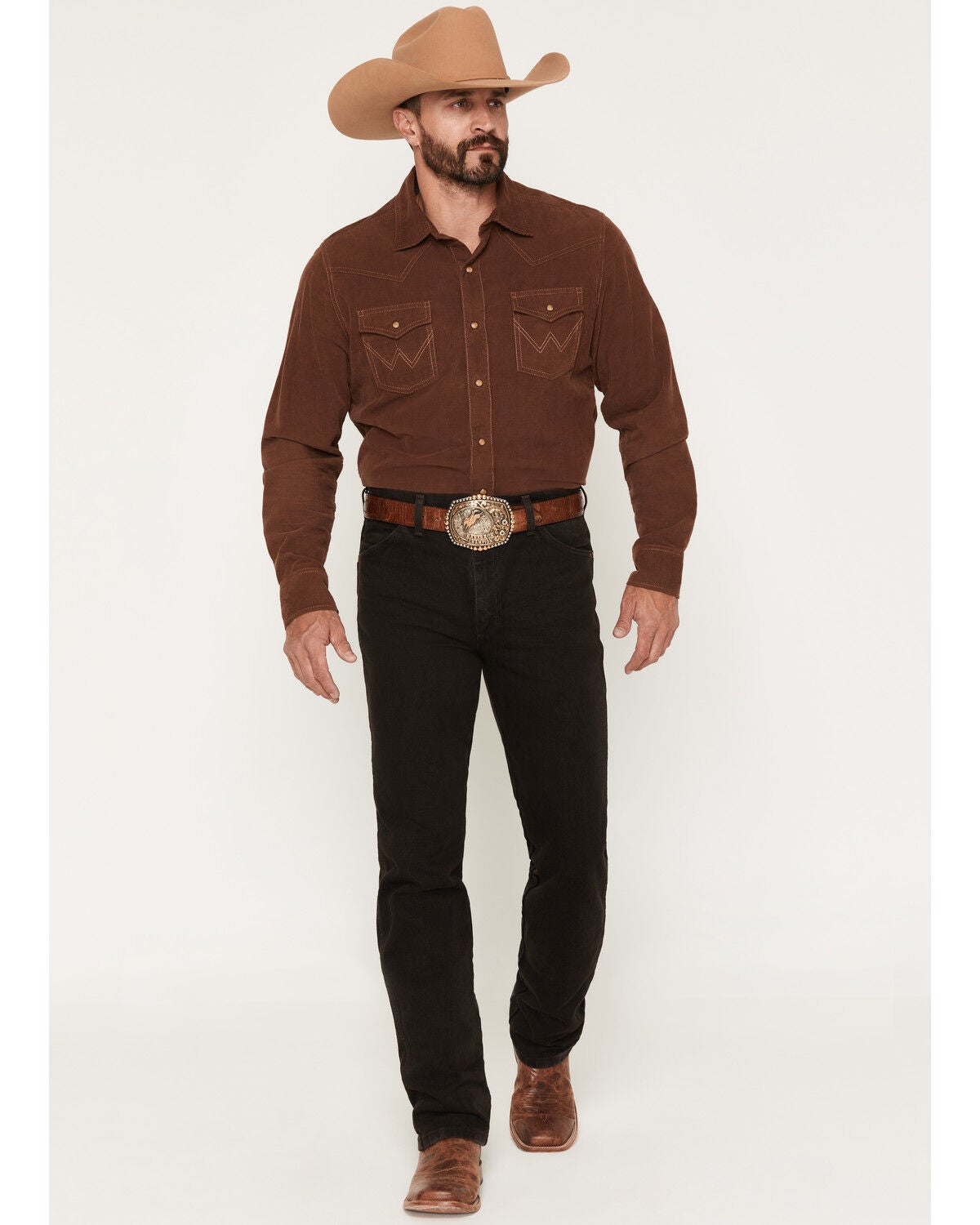 Image #1 - Wrangler Men's 936 High Rise Prewashed Cowboy Cut Slim Straight Jeans, Chocolate, hi-res