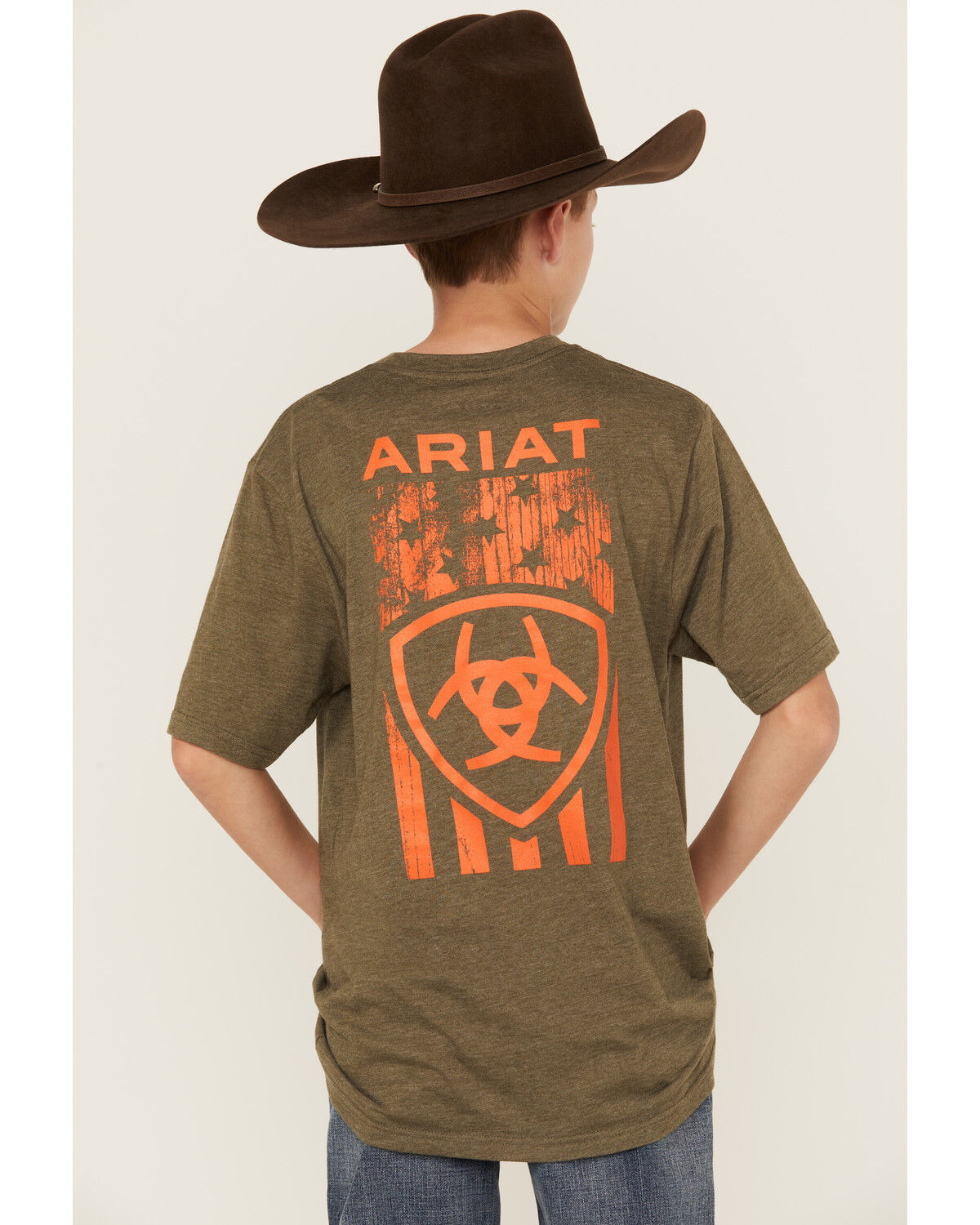 Image #4 - Ariat Boys' Logo Short Sleeve Graphic T-Shirt, Green, hi-res