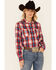 Image #1 - Rock & Roll Denim Women's Plaid Print Long Sleeve Snap Western Boyfriend Shirt, , hi-res