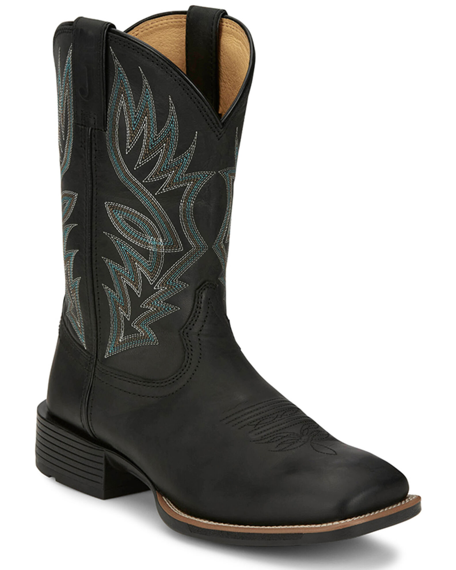 Black square toe justin boots store