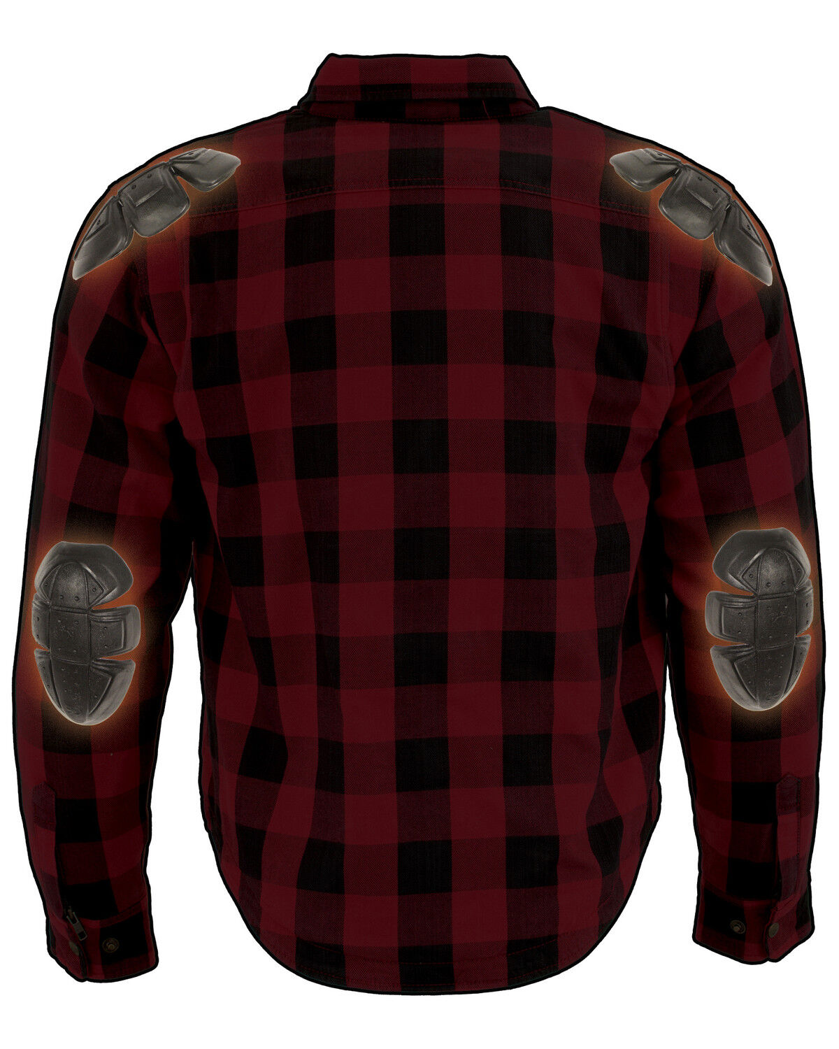 Image #2 - Milwaukee Performance Men's Aramid Checkered Flannel Biker Shirt - Big & Tall, Black/red, hi-res