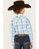 Image #4 - Wrangler Boys' Plaid Print Logo Long Sleeve Snap Western Shirt, Light Blue, hi-res