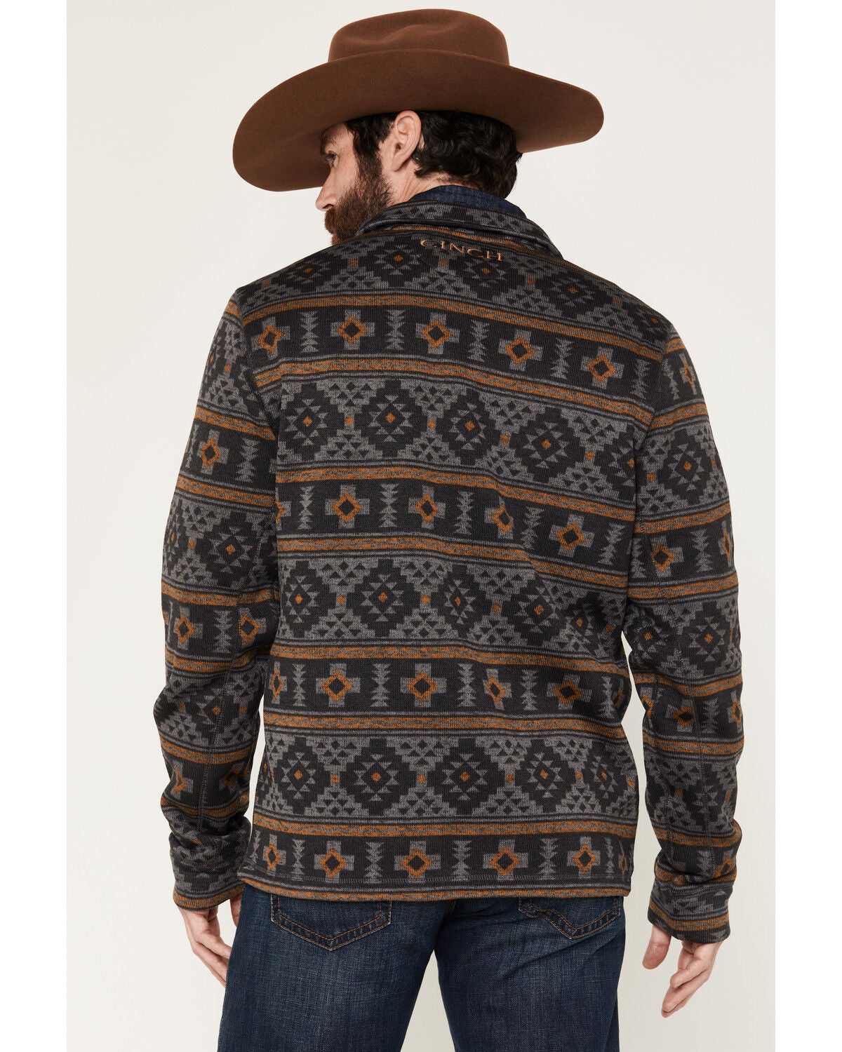 Image #4 - Cinch Men's Southwestern 1/4 Zip-Up Pullover, Charcoal, hi-res