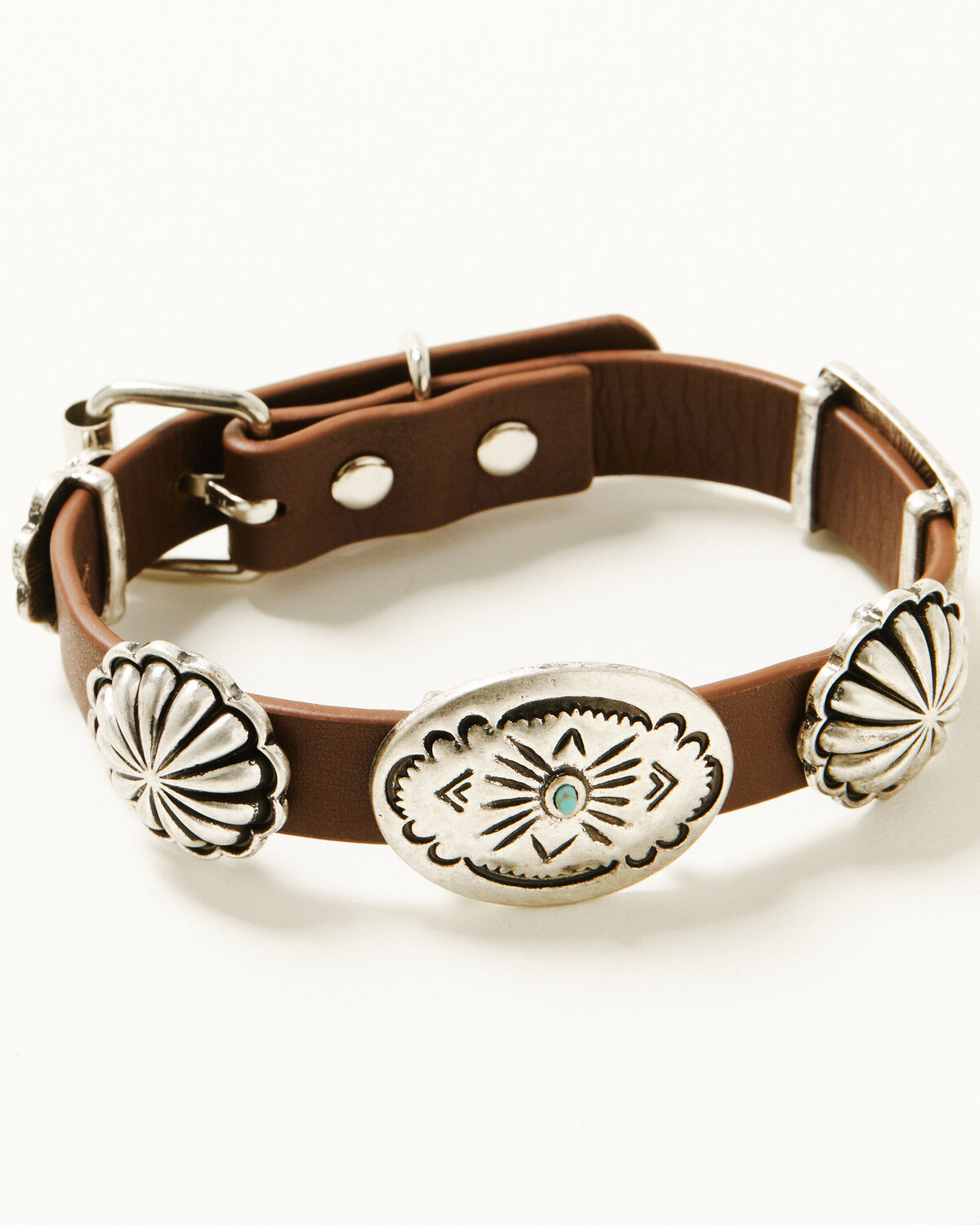 Image #1 - Shyanne Women's Wildheart Leather Concho Bracelet, Silver, hi-res