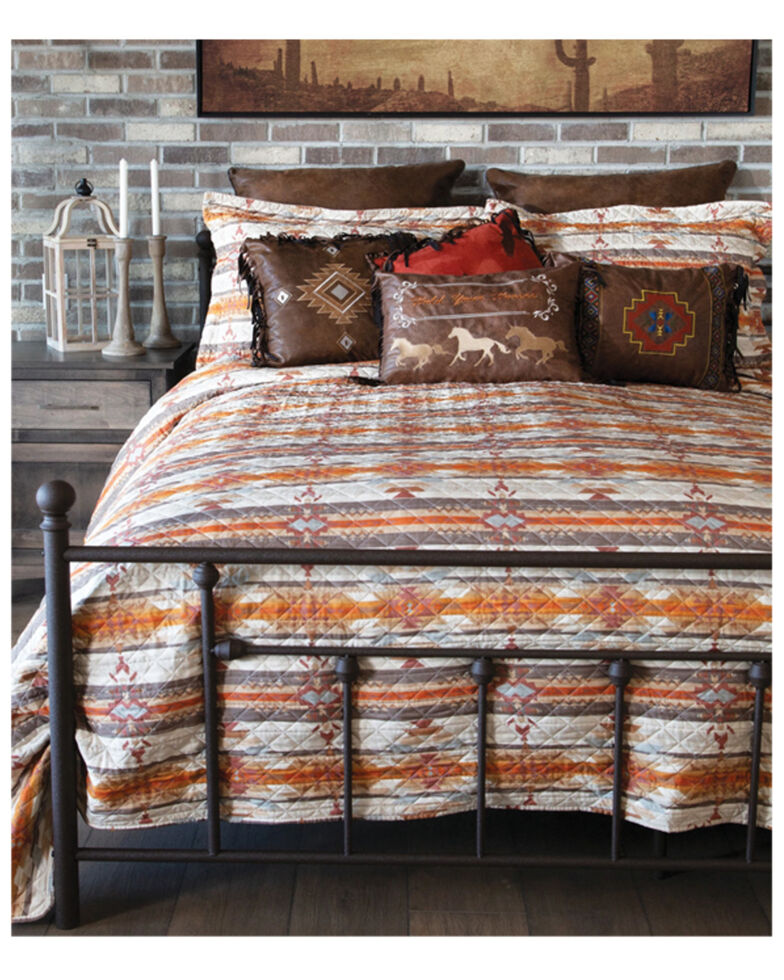 Carstens Home Wrangler Amarillo Sunset Queen Quilt Set - 3-Piece, Orange, hi-res