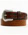 Image #1 - Cody James Brown & Turquoise Faux Ostrich Billet Belt, Chocolate/turquoise, hi-res