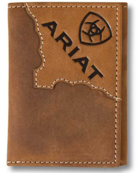 Image #1 - Ariat Men's Tri-Fold Two Tone Leather Wallet , Brown, hi-res