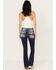 Image #1 - Miss Me Women's Dark Wash Mid Rise Americana Flap Bootcut Jeans, Dark Wash, hi-res