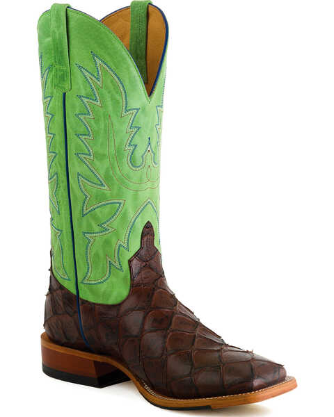 Horse Power Men's Filet of Fish Print Western Boots - Square Toe , Chocolate, hi-res