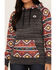 Hooey Women's Southwestern Contrast Print Summit Hoodie, Charcoal, hi-res
