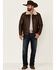 Image #2 - Wrangler Men's Vintage Sherpa Lined Leather Jacket, Brown, hi-res