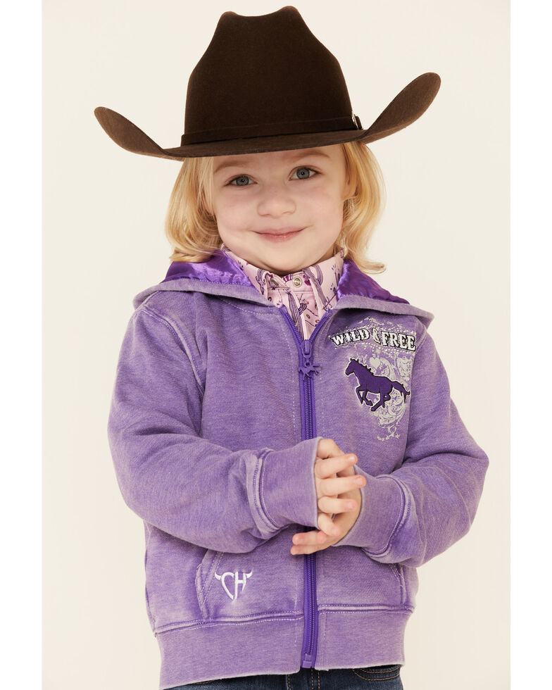 Cowgirl Hardware Infant Girls' Wild & Free Zip-Front Hoodie , Purple, hi-res