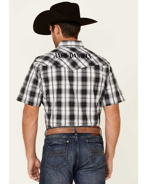 Image #4 - Jack Daniel's Men's Plaid Print Short Sleeve Western Shirt , Black, hi-res