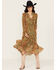 Image #1 - Miss Me Women's Long Sleeve Floral Tier Dress, Olive, hi-res