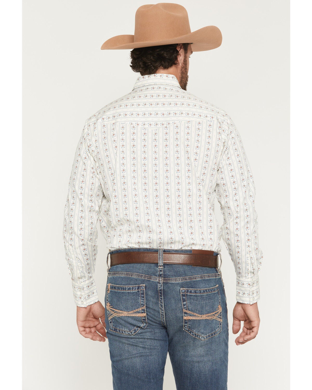 Image #4 - Ely Walker Men's Wallpaper Floral Stripe Print Long Sleeve Snap Western Shirt - Big, Cream, hi-res