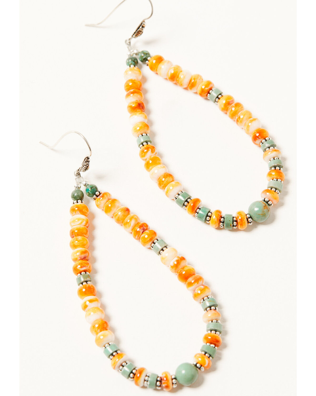 Image #2 - Paige Wallace Women's Spiny Oyster Long Loop Earrings, Orange, hi-res