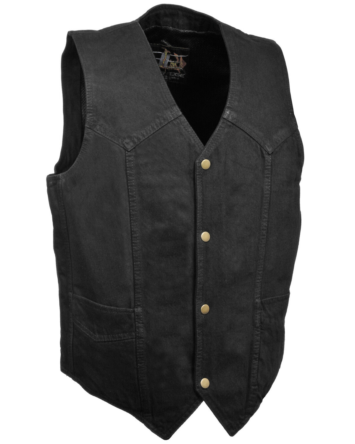Image #1 - Milwaukee Leather Men's Classic Snap Front Denim Biker Vest, Black, hi-res