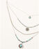 Shyanne Women's Shimmer Concho Four Tier Silver & Turquoise Necklace, Silver, hi-res