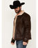 Moonshine Spirit Men's Shearling Sherpa Lined Leather Jacket, Dark Brown, hi-res