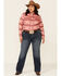 Image #2 - Ariat Women's Adorable Serape Print Long Sleeve Snap Western Core Shirt - Plus, Red, hi-res