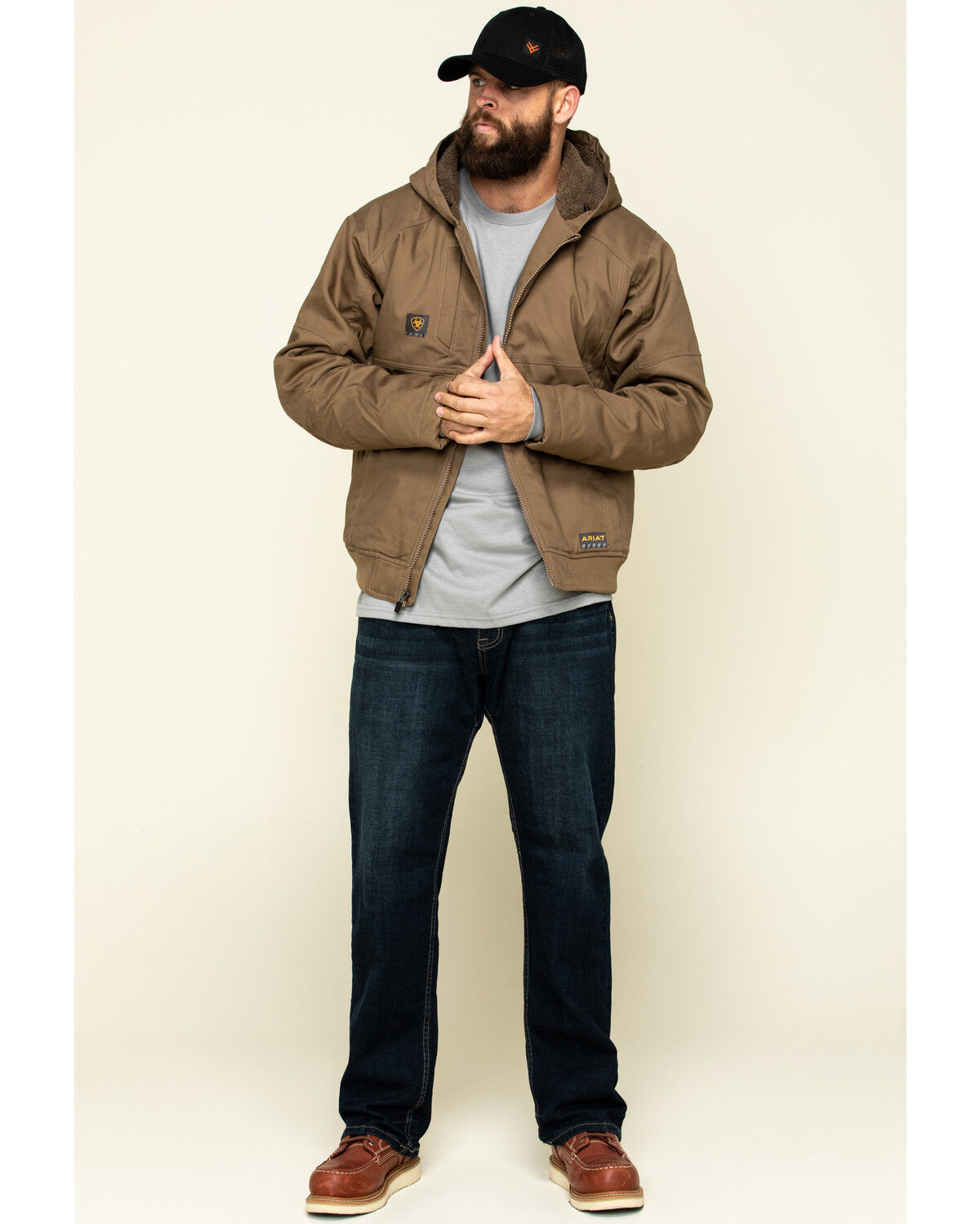 Image #6 - Ariat Men's Field Khaki Rebar Duracanvas Hooded Work Jacket, Beige/khaki, hi-res