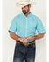 Image #1 - Ariat Men's Wrinkle Free Sterling Plaid Print Classic Fit Button-Down Shirt - Tall , Turquoise, hi-res